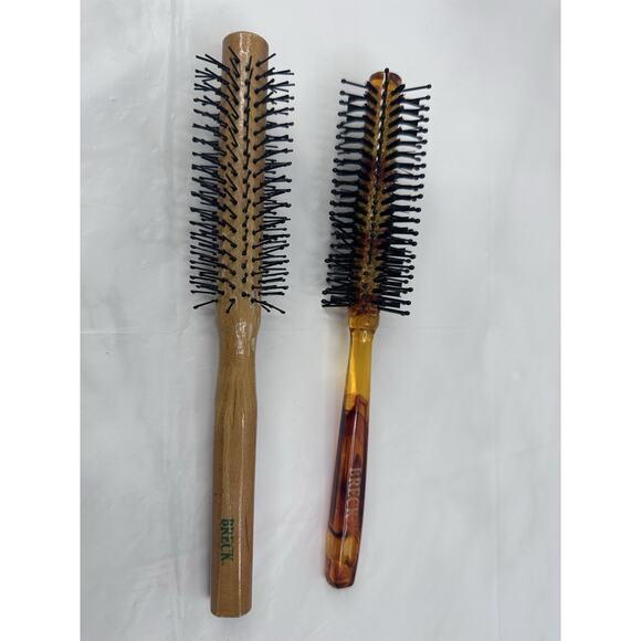 Vintage Breck Hairbrush Rounded Wood Amber Lot Of 2 - Picture 1 of 4